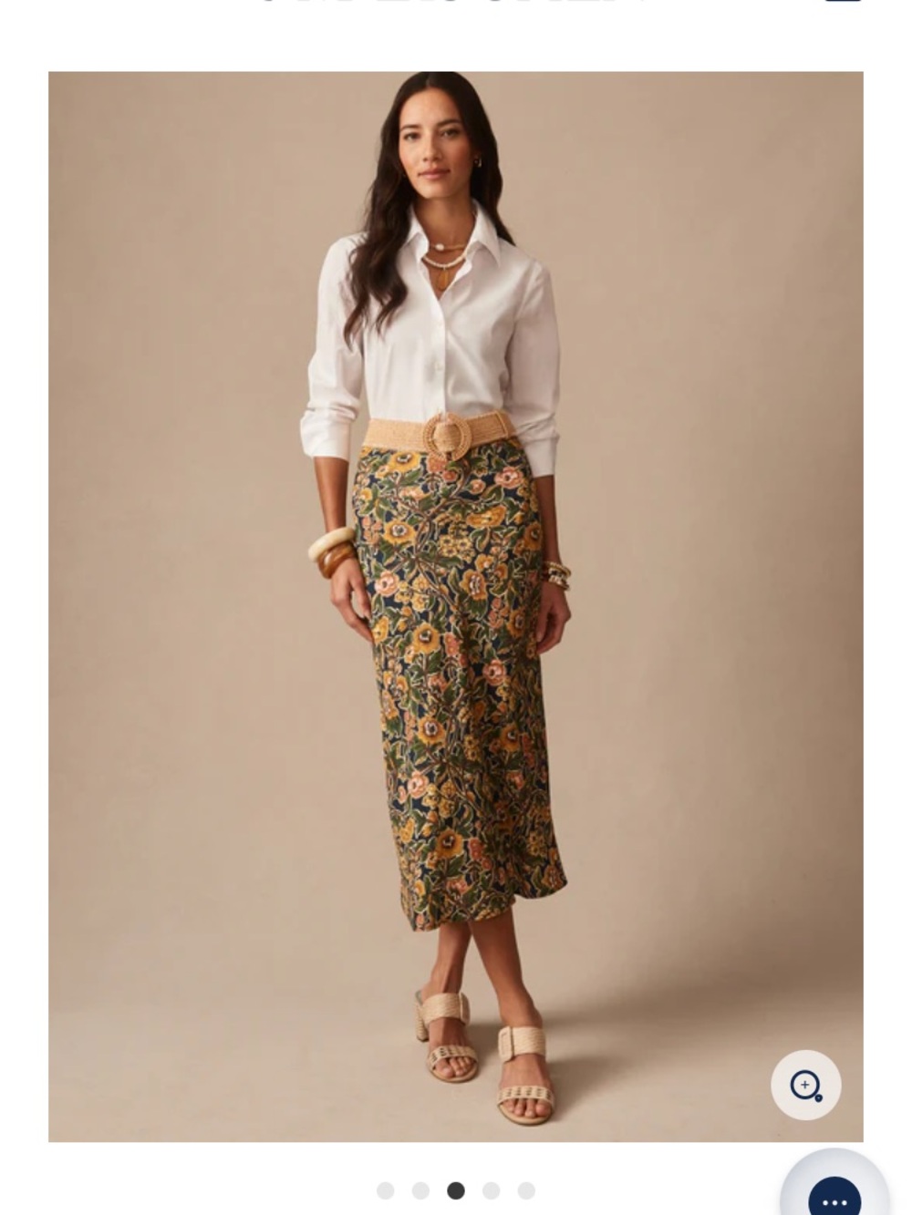 J. McLaughlin Silk Twill Adelyn Skirt Bucolic Blooms Bias Navy Multi Size 0